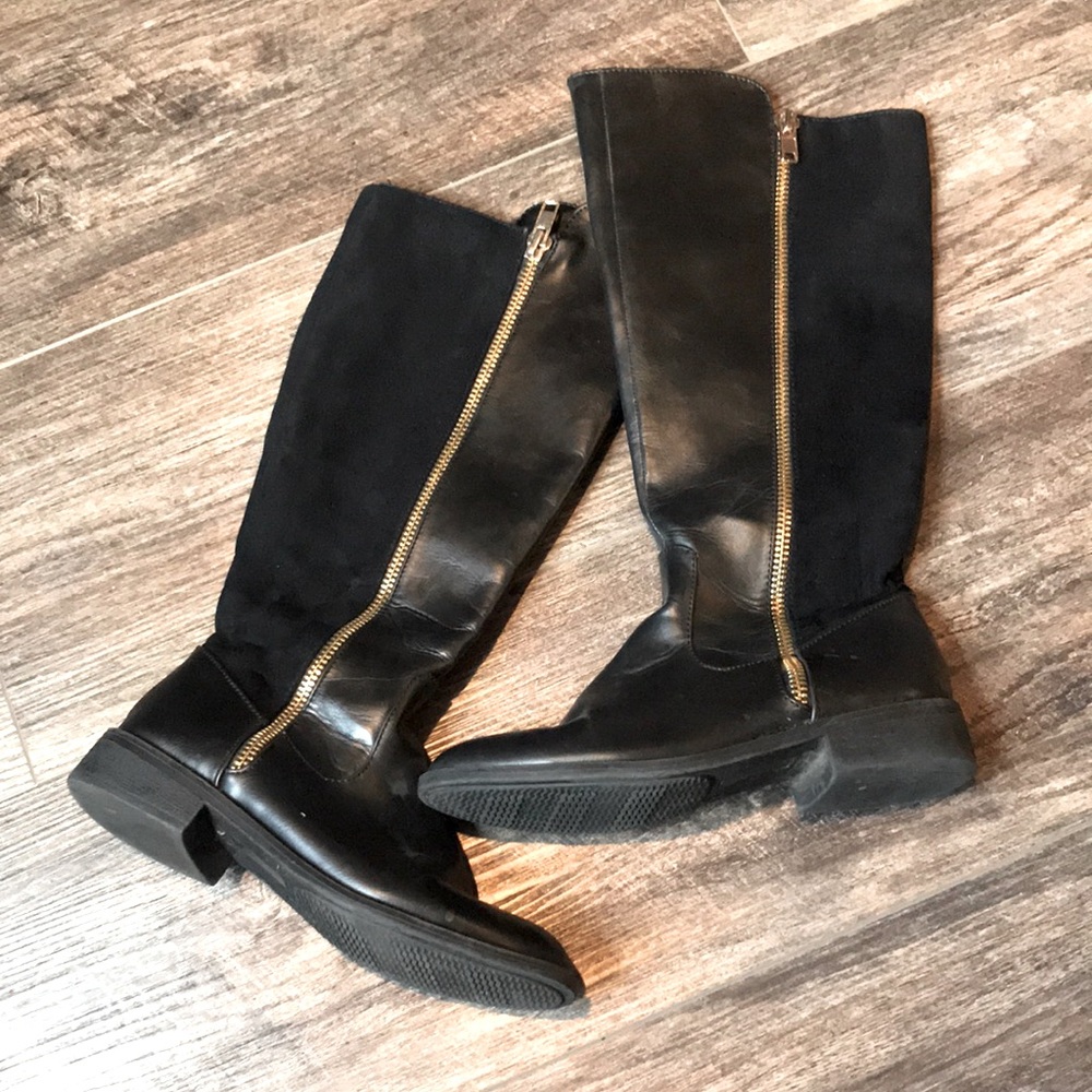 Tall Black Zip Up Boots